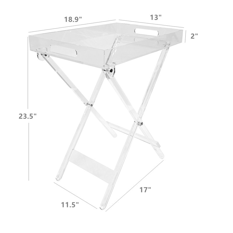 Orren Ellis Clear Furniture Acrylic Folding Tray Table, Acrylic Side